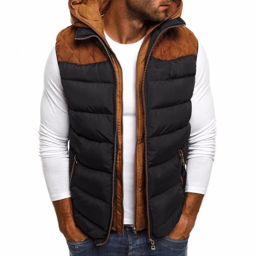 Gilet Cuir Matelassé Marron Homme - Sans Manches ZYSM - Chaud Style Biker